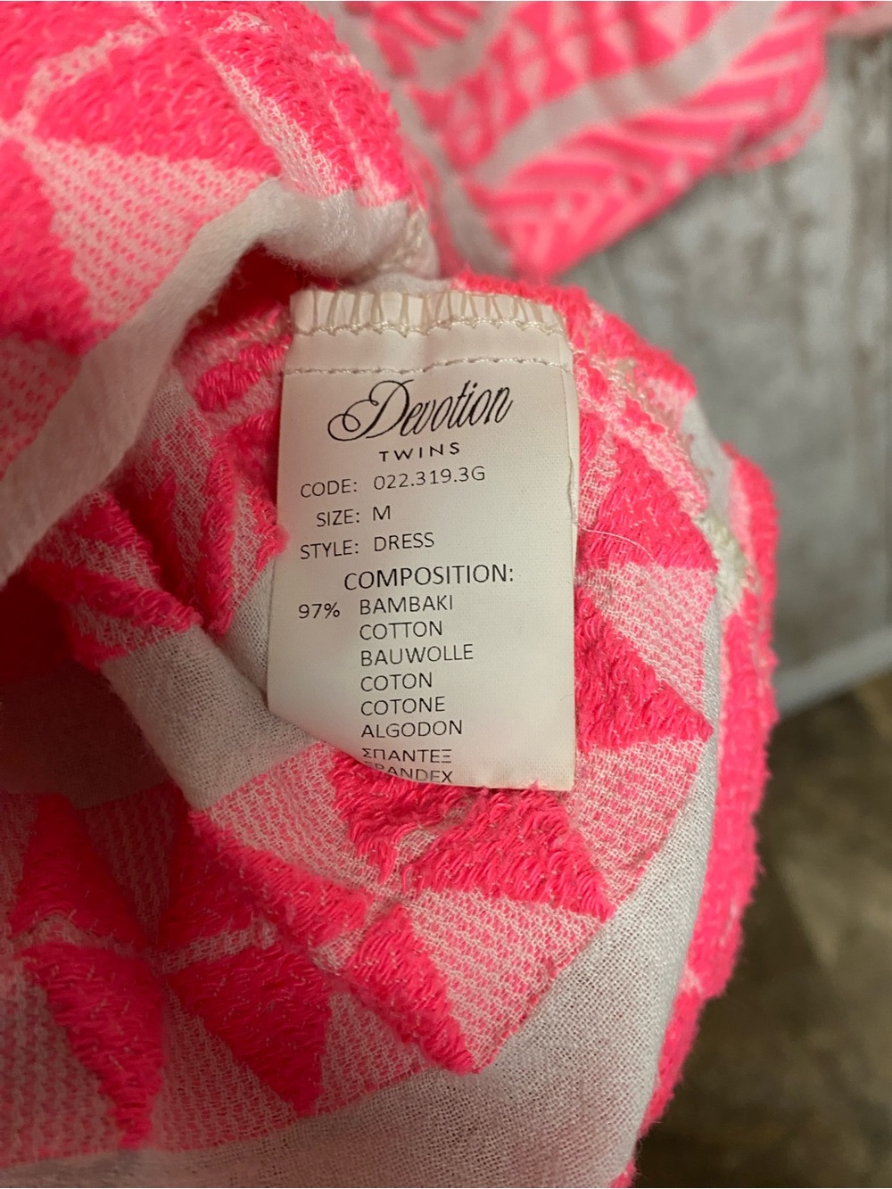 Devotion TWINS Pink Patterned V-Neck Tiered Mini Dress - Picture 7 of 12